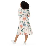 ViaFashion Watercolor Blossom Long Sleeve Midi Dress – Elegant Floral Charm in Soft Pastels - Image 3