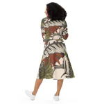 ViaFashion Earthy Elegance Long Sleeve Midi Dress – Bold Autumn Botanical Print - Image 5