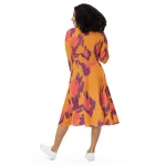 ViaFashion Sunset Aura Long Sleeve Midi Dress – Bold Abstract Elegance - Image 3