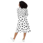 ViaFashion Monochrome Chic Polka Dot Midi Dress – Timeless Elegance - Image 3