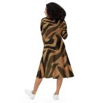 ViaFashion Earthy Swirl Long Sleeve Midi Dress - Image 4