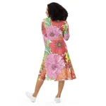 ViaFashion Vintage Bloom Long Sleeve Midi Dress - Image 4
