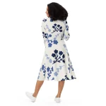 ViaFashion Indigo Bloom Long Sleeve Midi Dress - Image 4