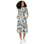 ViaFashion Abstract Art Midi Dress – Modern Geometric Elegance