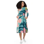 ViaFashion Tropical Bliss Long Sleeve Midi Dress