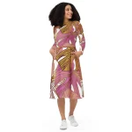 ViaFashion Tropical Bliss Long Sleeve Midi Dress
