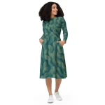 ViaFashion Serpentine Flow Long Sleeve Midi Dress