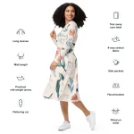 ViaFashion Watercolor Blossom Long Sleeve Midi Dress – Elegant Floral Charm in Soft Pastels - Image 7