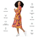 ViaFashion Sunset Aura Long Sleeve Midi Dress – Bold Abstract Elegance - Image 7