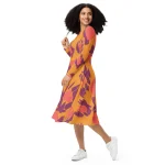 ViaFashion Sunset Aura Long Sleeve Midi Dress – Bold Abstract Elegance - Image 2
