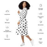 ViaFashion Monochrome Chic Polka Dot Midi Dress – Timeless Elegance - Image 5
