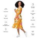 ViaFashion Retro Daisy Long Sleeve Midi Dress - Image 6