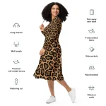 ViaFashion Bold Leopard Long Sleeve Midi Dress - Image 6