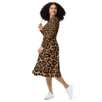 ViaFashion Bold Leopard Long Sleeve Midi Dress - Image 2