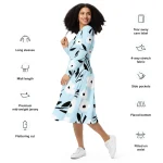 ViaFashion Soft Blue Floral Long Sleeve Midi Dress - Image 6