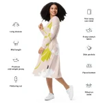 ViaFashion Earthy Blossom Long Sleeve Midi Dress - Image 6