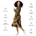 ViaFashion Earthy Swirl Long Sleeve Midi Dress - Image 6