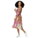 ViaFashion Tropical Bliss Long Sleeve Midi Dress - Image 2
