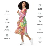 ViaFashion Vintage Bloom Long Sleeve Midi Dress - Image 6