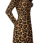 ViaFashion Bold Leopard Long Sleeve Midi Dress - Image 3