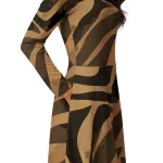 ViaFashion Earthy Swirl Long Sleeve Midi Dress - Image 3