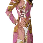 ViaFashion Tropical Bliss Long Sleeve Midi Dress - Image 3