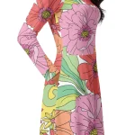 ViaFashion Vintage Bloom Long Sleeve Midi Dress - Image 3