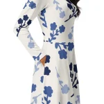 ViaFashion Indigo Bloom Long Sleeve Midi Dress - Image 3