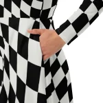 ViaFashion Illusionist Long Sleeve Midi Dress – Bold Black & White Checkered Pattern - Image 4