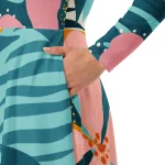 ViaFashion Tropical Bliss Long Sleeve Midi Dress - Image 3