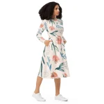 ViaFashion Watercolor Blossom Long Sleeve Midi Dress – Elegant Floral Charm in Soft Pastels - Image 6