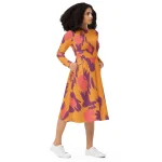 ViaFashion Sunset Aura Long Sleeve Midi Dress – Bold Abstract Elegance - Image 6