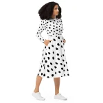 ViaFashion Monochrome Chic Polka Dot Midi Dress – Timeless Elegance - Image 4