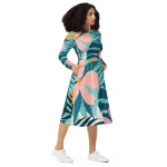 ViaFashion Tropical Bliss Long Sleeve Midi Dress - Image 5