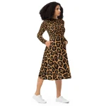 ViaFashion Bold Leopard Long Sleeve Midi Dress - Image 5
