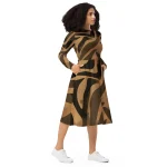 ViaFashion Earthy Swirl Long Sleeve Midi Dress - Image 5