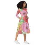 ViaFashion Vintage Bloom Long Sleeve Midi Dress - Image 5