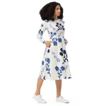 ViaFashion Indigo Bloom Long Sleeve Midi Dress - Image 5