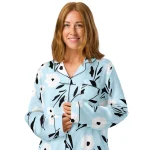 ViaFashion Soft Blue Floral Women’s Pajama Top - Image 3