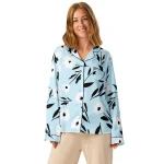 ViaFashion Soft Blue Floral Women’s Pajama Top