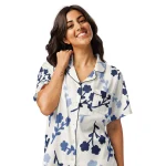 ViaFashion Indigo Bloom Women’s Short Sleeve Pajama Top - Image 4