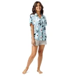 ViaFashion Soft Blue Floral Women’s Short Sleeve Pajama Top