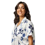 ViaFashion Indigo Bloom Women’s Short Sleeve Pajama Top - Image 3