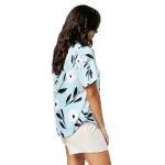 ViaFashion Soft Blue Floral Women’s Short Sleeve Pajama Top - Image 2
