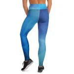 ViaFashion OceanFlow High-Waist Yoga Leggings – Cool Blue Geometric Design, Stretch & Breathable - Image 2
