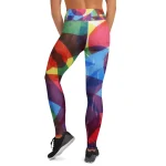 ViaFashion ColorFusion High-Waist Yoga Leggings – Vibrant Abstract Art, Stretch & Breathable - Image 2