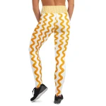 ViaFashion WaveFlex High-Waist Yoga Leggings – Gold & White Wave Pattern, Soft & Ultra-Stretch - Image 2