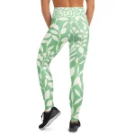 ViaFashion LeafFlex High-Waist Yoga Leggings – Soft Sage Green Botanical Print, Ultra-Stretch & Breathable - Image 2