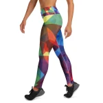 ViaFashion ColorFusion High-Waist Yoga Leggings – Vibrant Abstract Art, Stretch & Breathable