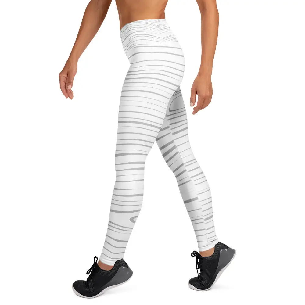 all-over-print-yoga-leggings-white-left-67be1b2e2c51f.jpg ViaFashion ZenFlex High-Waist Yoga Leggings – Silver Wave Pattern, Soft & Ultra-Stretch - Image 1